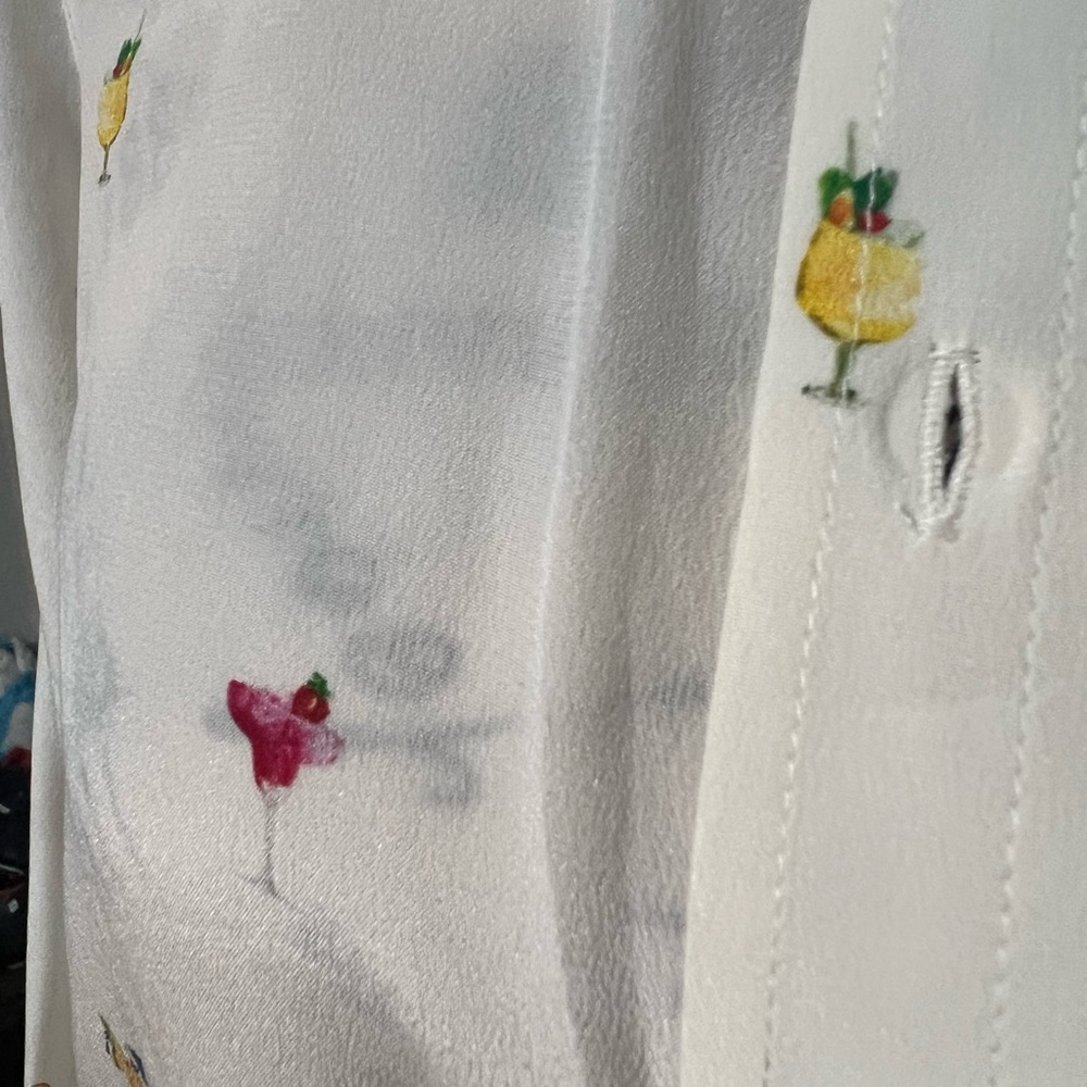Colorful cocktails on Cream Silk blouse - Picture 3 of 5